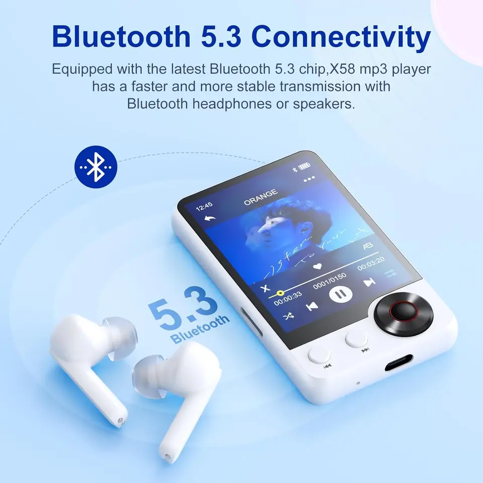 128GB HiFi MP3 Player With Bluetooth5.3 - MECHEN M33 High Res DSD Lossless Portable Music Player 2.8 Inch Digital Audio Player Support Up To 1TB