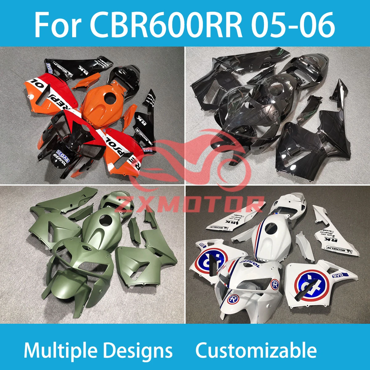 

For Honda CBR 600 RR 05 06 Injection Fairing Kit CBR 600RR 2005 2006 Motorcycle ABS Cowling Aftermarket Fairings