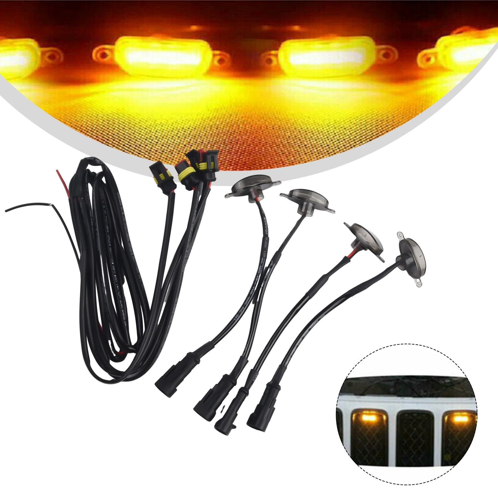 

Light Raptor Style Front Grille LED Accessories 2003-2021 4PCS W/wire ABS Plastic Front Parts Replacement Style
