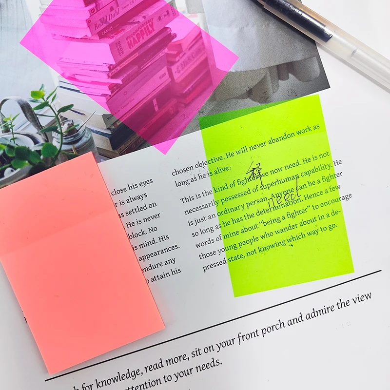 KindFuny 210pcs Transparent Sticky Notes Posted It Memo Pad Scrapes Stickers Waterproof Clear Notepad School Stationery 6