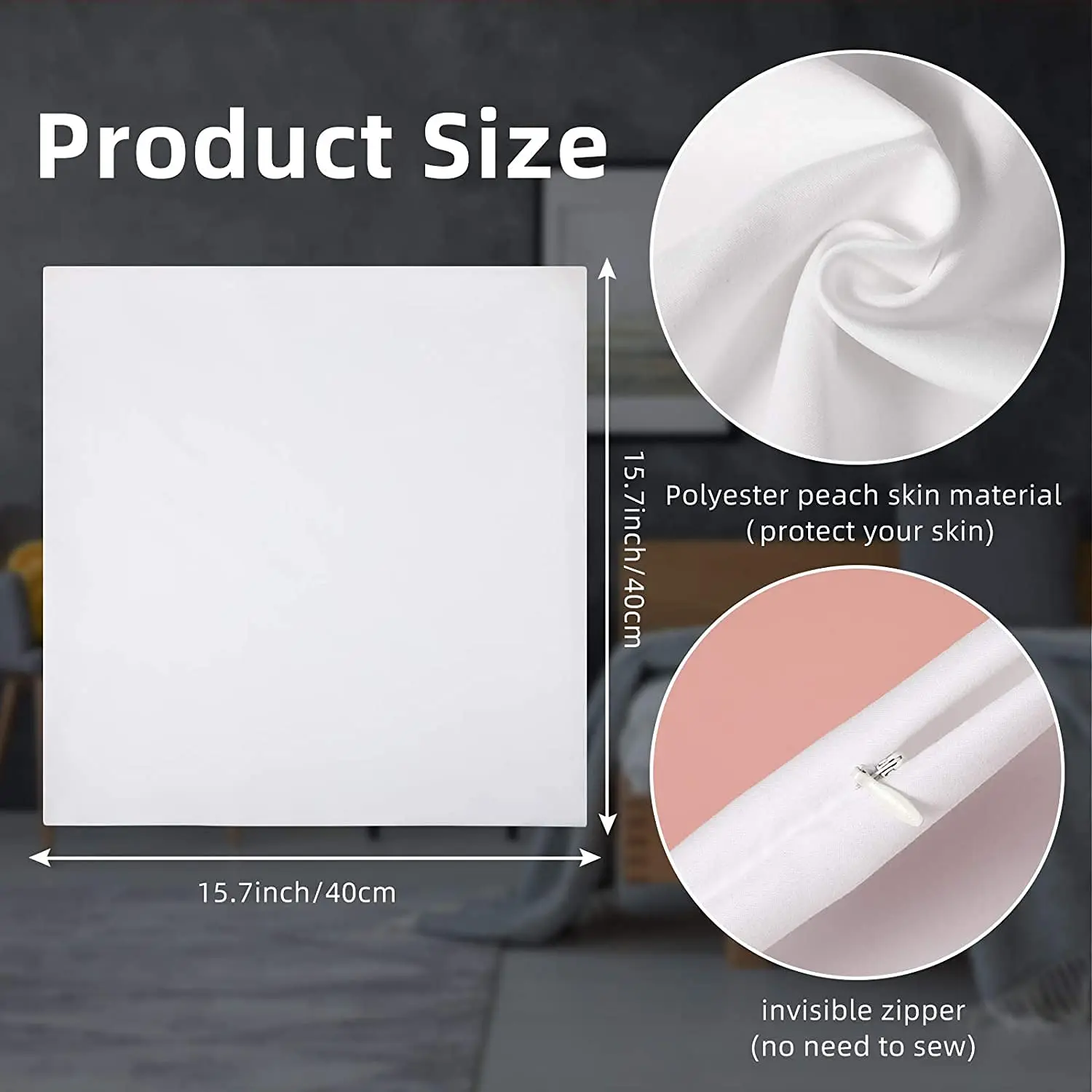 5Pcs Sublimation Pillow Cases White Blank Pillow Covers With Invisible Zippers Polyester Peach Skin Pillow Covers Sofa Decor