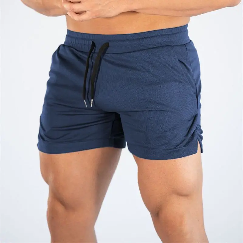 Summer New Beach Casual Men's Shorts Mesh Quick Dried Sports Pants Solid Color Running Exercise Triad Pants