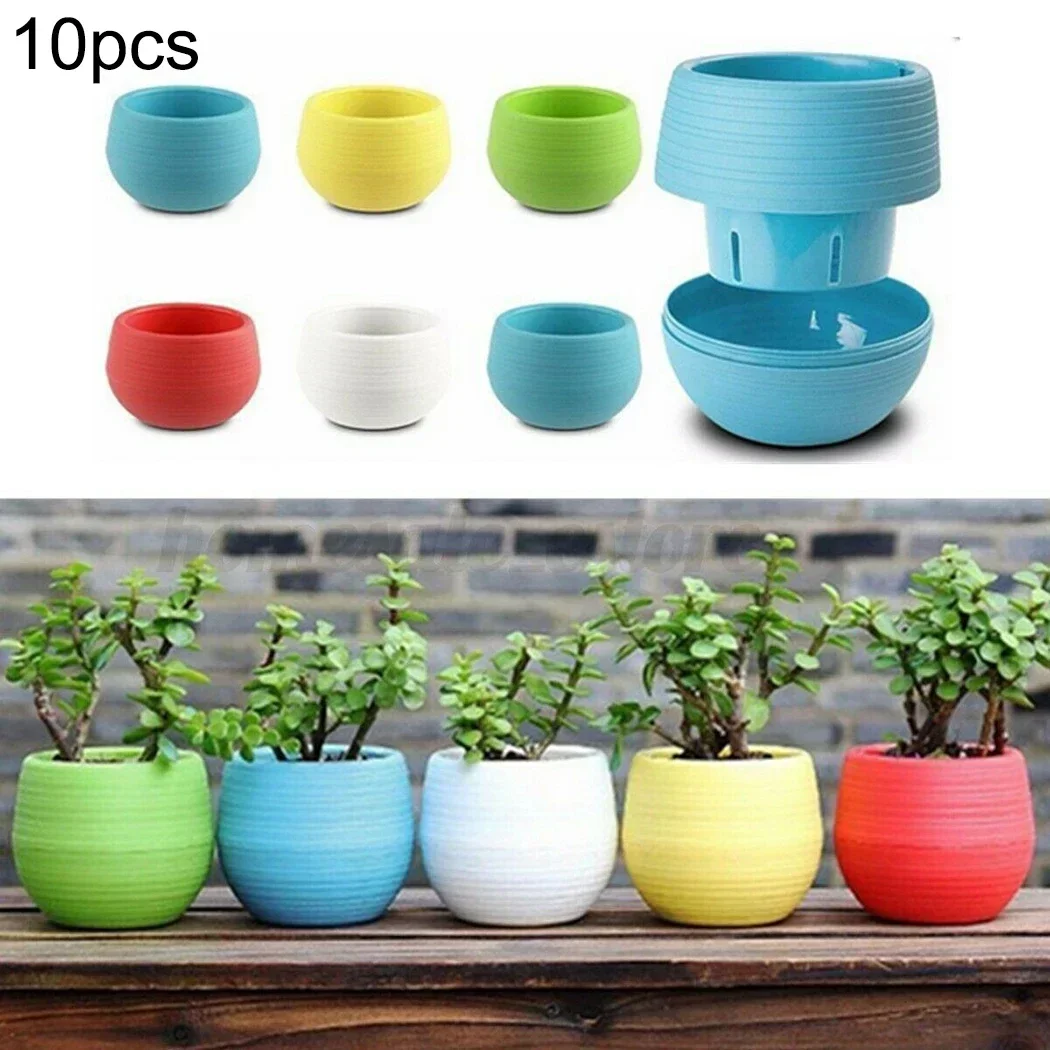 10pcs Flower Pot Set Plastic Color Breathable Mini Gardening Plant Tools Household Balcony Desktop Greenery Succulent Flower Pot
