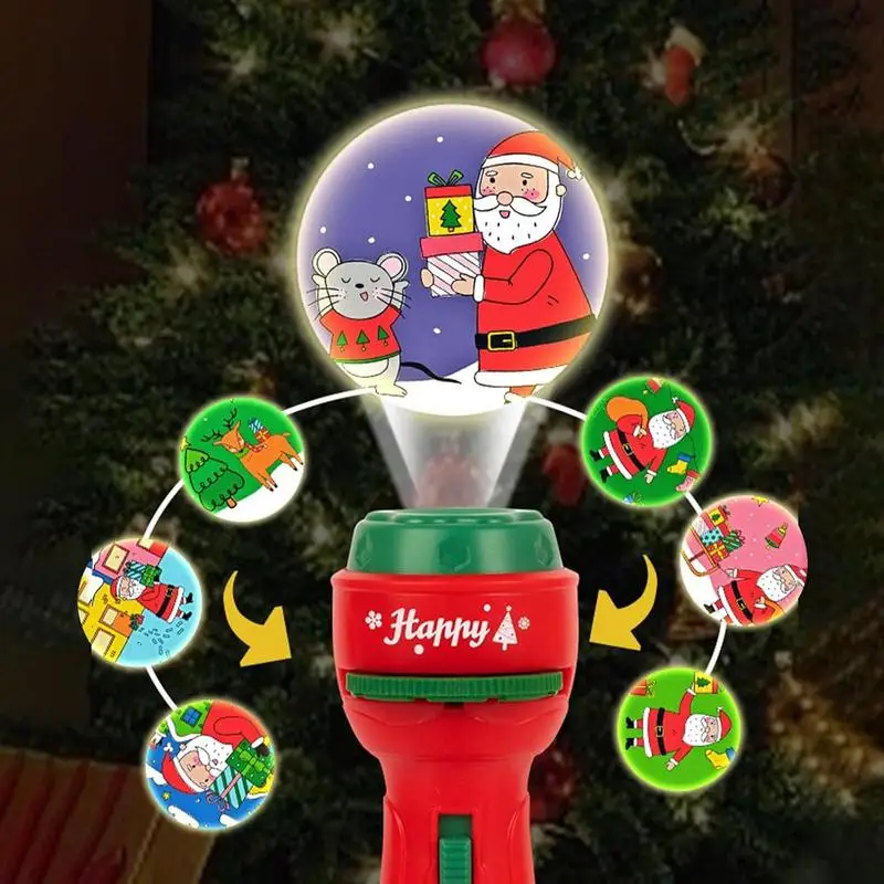 Christmas Handheld Flashlight projection lamp early education toys Image recognition cognition fun cartoon projector gifts kid
