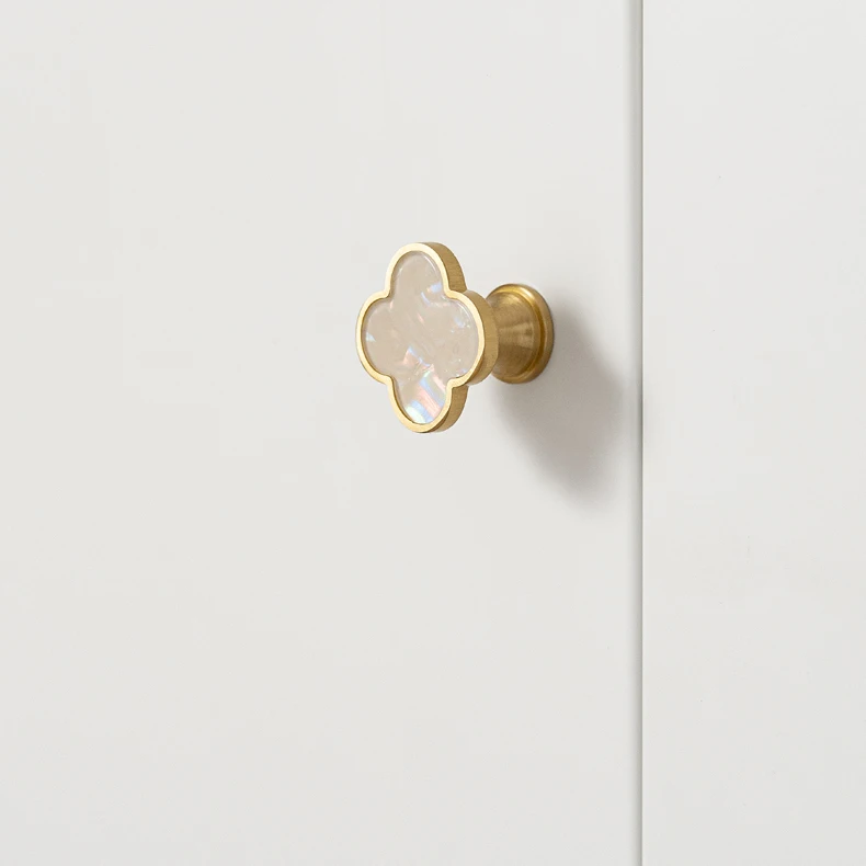 drawer knob brass clover shape premium furniture hardware