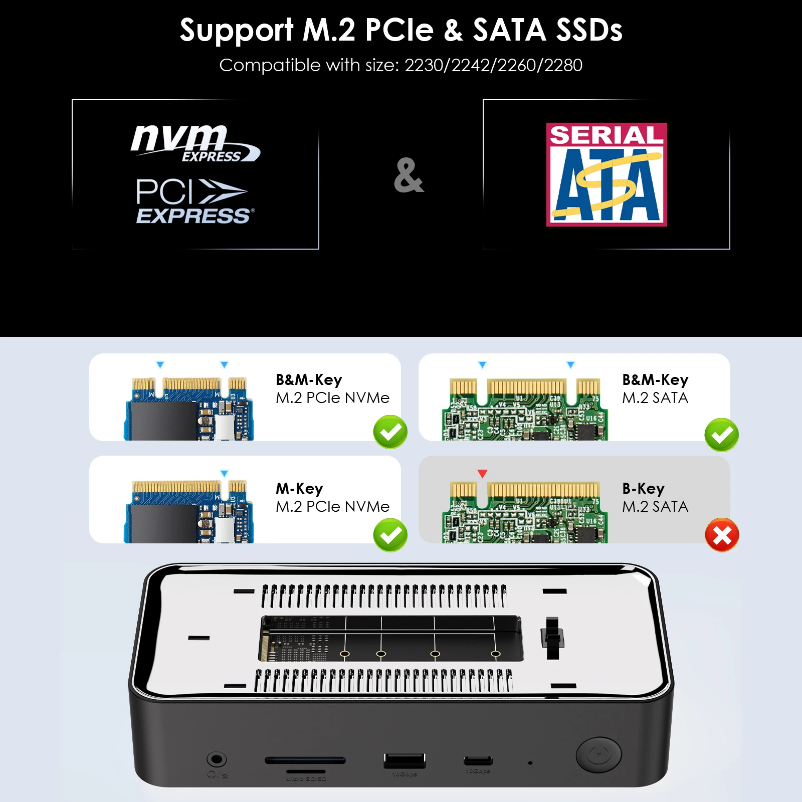 WAVLINK USB C Triple 4K@60Hz Display Docking Station 13-In-1 Type C 5Gbps Hub with M.2 PCIe/SATA SSD Enclosure Support 100W PD 4