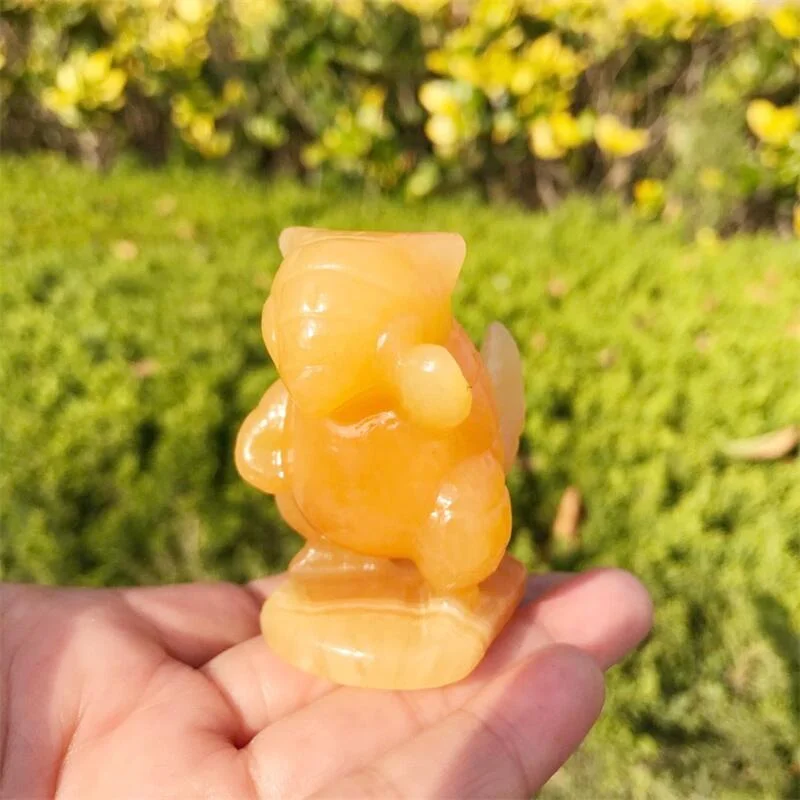 

5.6CM Natural Yellow Calcite Carved Statue Office Home Decor Healing Crystal Decor Creative Christmas Gifts For Kids