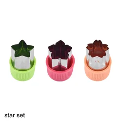 Star and Heart Shaped Vegetable and Fruit Cutter Set - 3 - Piece Kitchen Gadget with Plastic Handles and Stainless Steel Blades (Type B five - pointed)