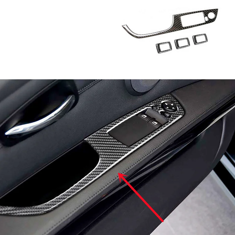 

Carbon Fiber Sticker Car Inside Handle Window Control Panel Cover Trim Strips For BMW 3 Series E90 E92 E93 Car Inner Accessories