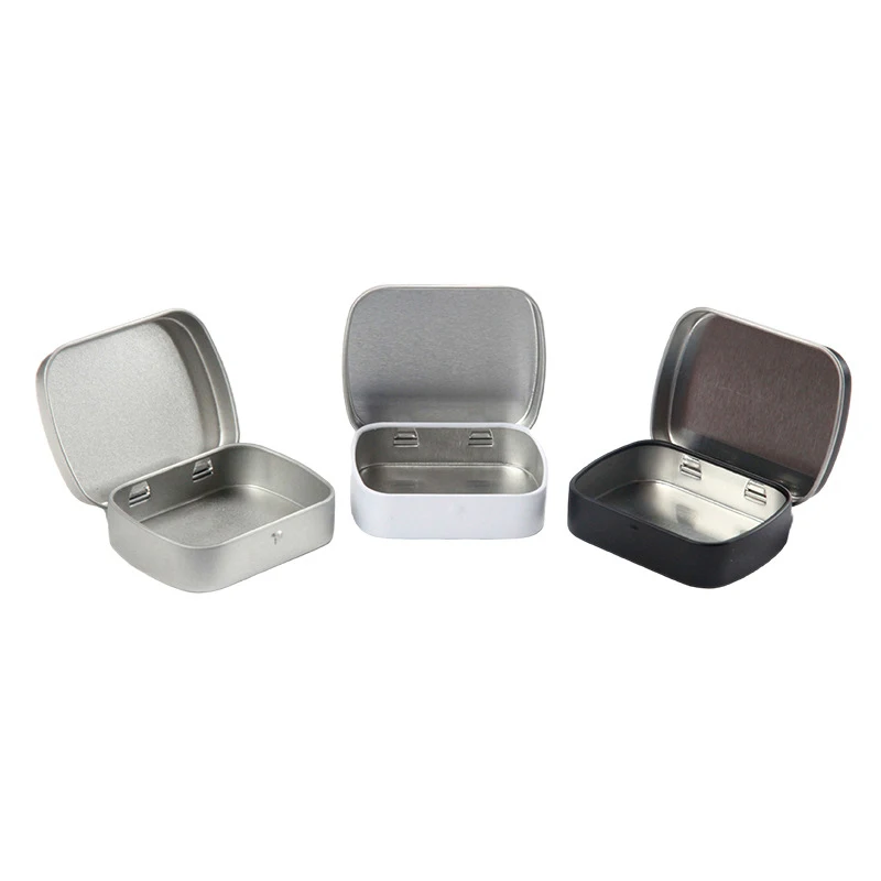 

1 Piece Set Of Iron Small Silver Black And White Flip-top Storage Box Storage Box Storage Box Can Store Coins, Candy Keys