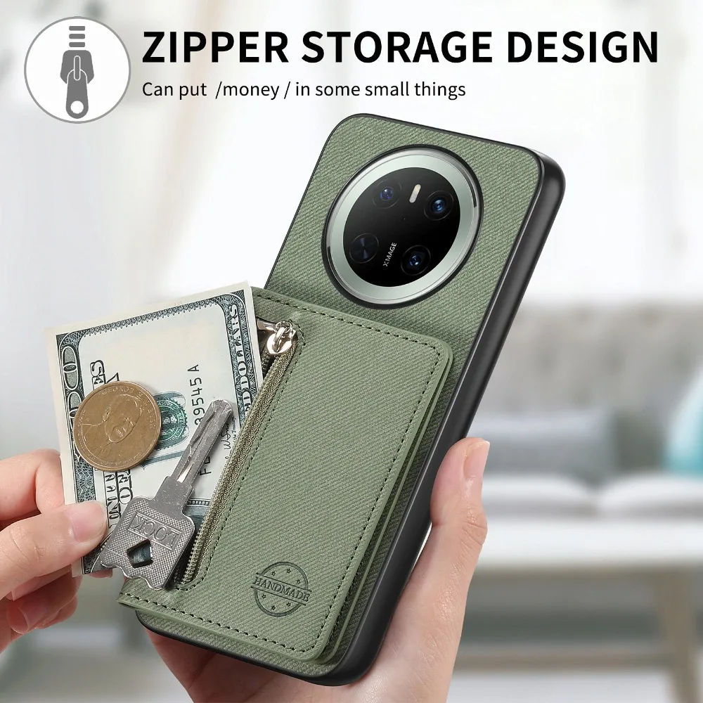 Zipper Leather RFID Protective Phone Card Cover with 360-Degree Bumper