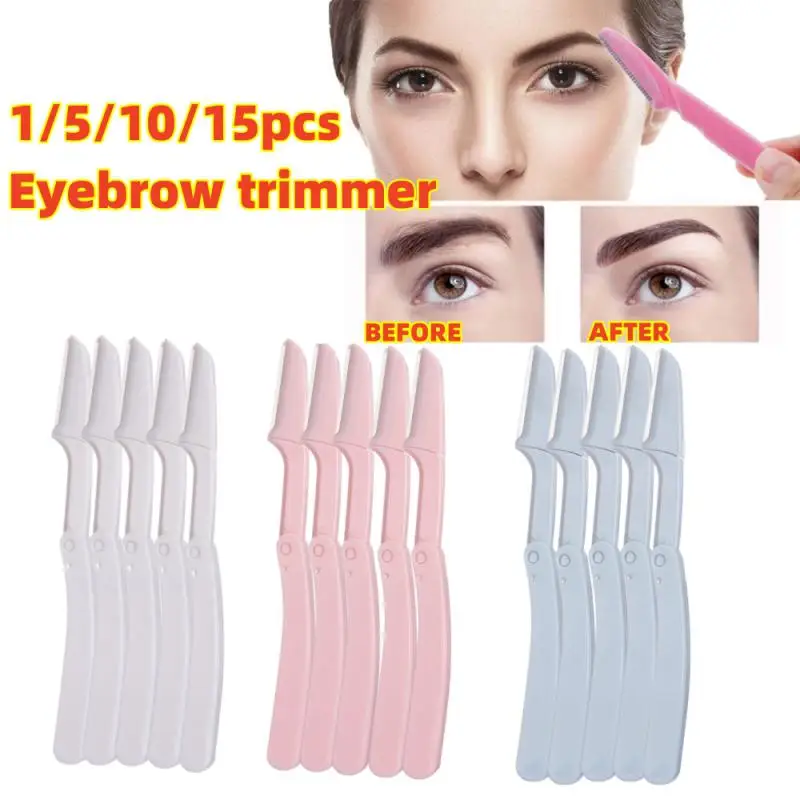 

1/5/10/15pcs Eyebrow Trimmer Makeup Tools Foldable Eye Brow Razor Body Hair Face Safe Removal Shaver Blades Brow Shaping Knife