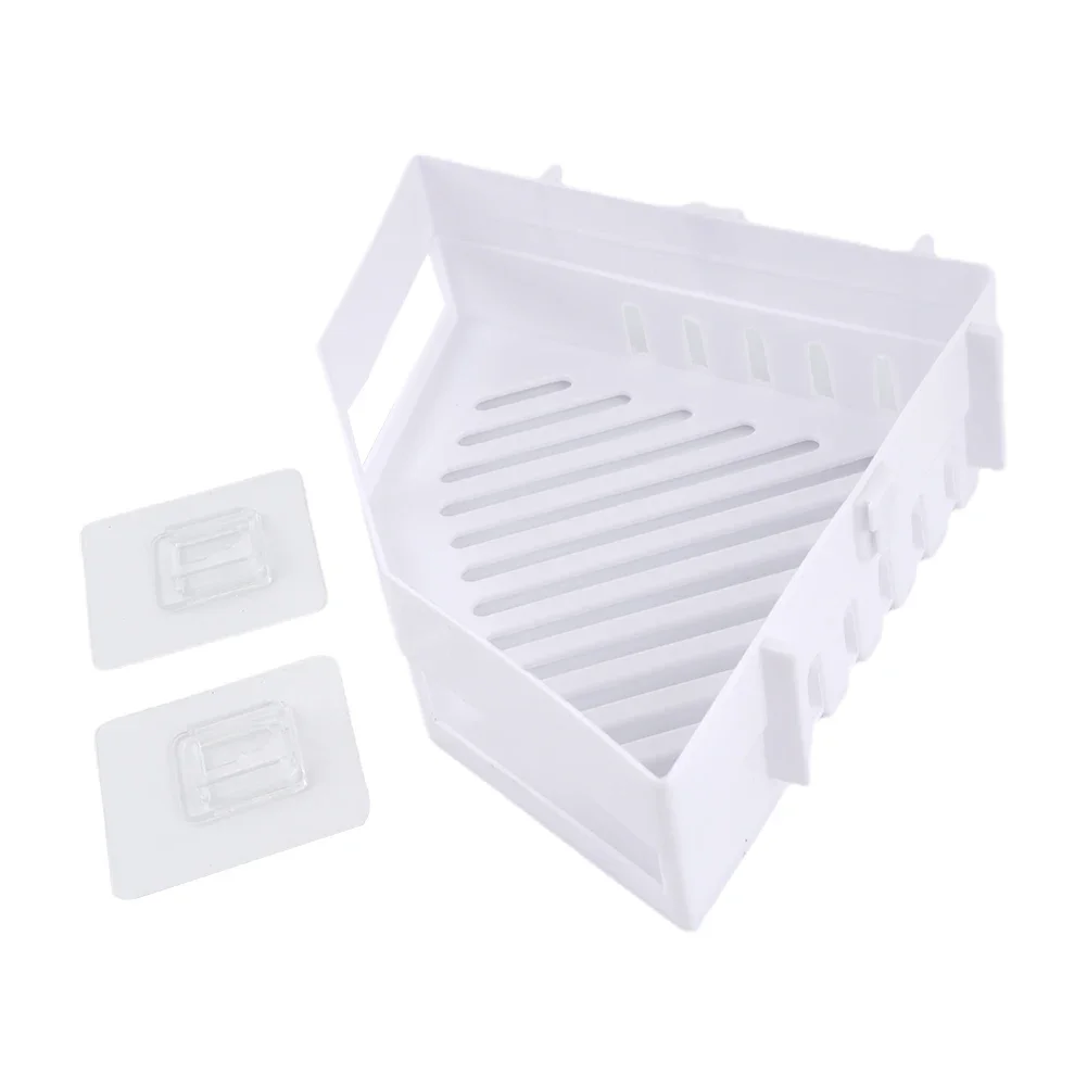 Plastic Triangle Bathroom Shelf Organizer Shampoo Gel Storage Basket Bathroom Corner Shower Rack Holder White Gray Pink 3