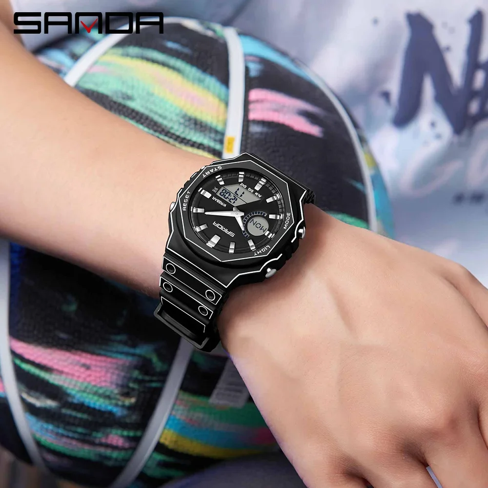 Dual Display Luminous Wristwatch with Stopwatch and Alarm