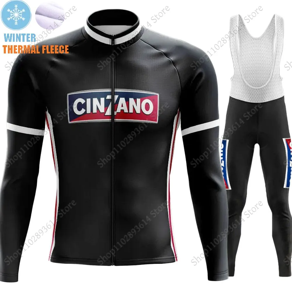 Cinzano-Italy Drink Beer Cycling Jersey Set Men Winter Clothing Suit Long Sleeve MTB Bike Road Pants Wear Maillot