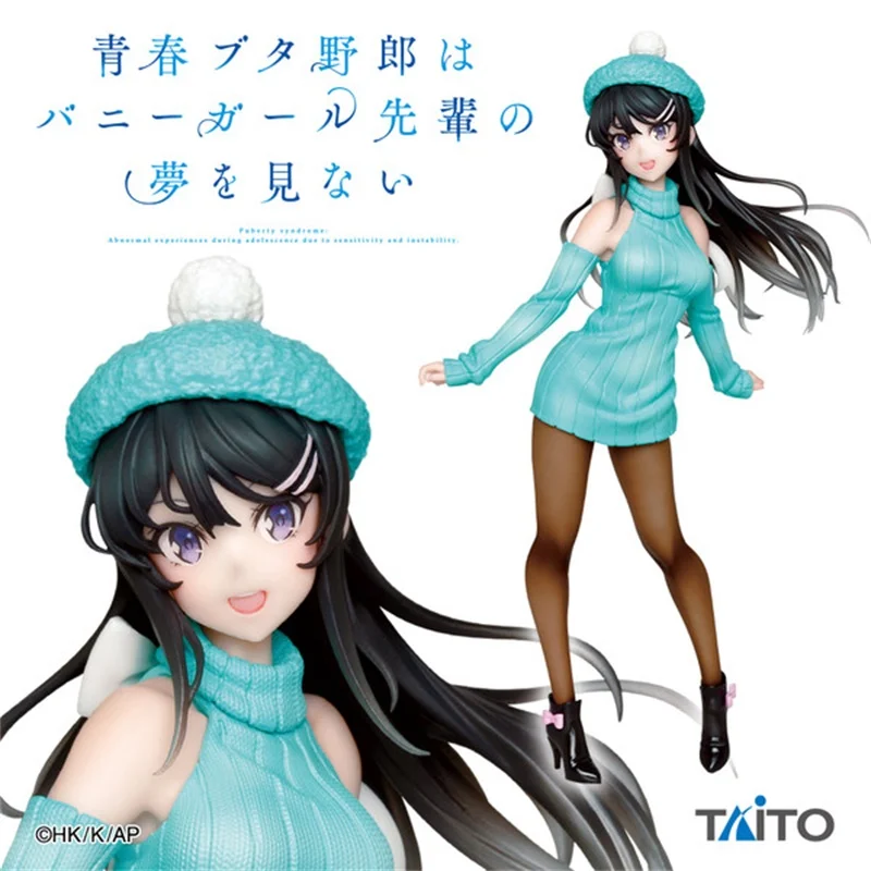 

Originele 20Cm Taito Anime Aobuta Sakurajima Mai Gebreide Jurk Ver Mai Senpai Pvc Action Figure Model Pop Speelgoed