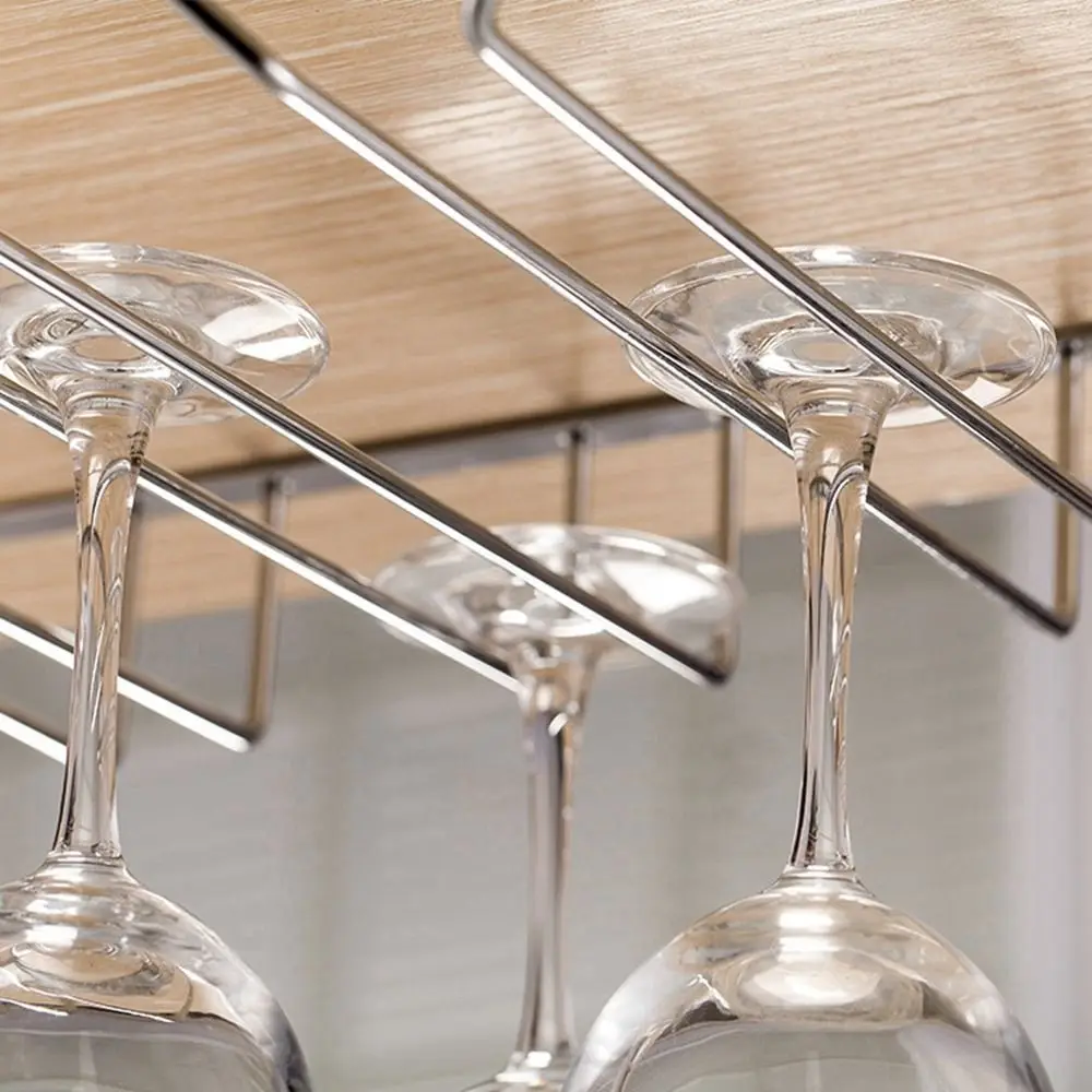 Wine Glass Rack Glass Holder Single And Double Row Wine Glass Rack High Glass Rack Cabinet Wall Hanging Storage Box 4