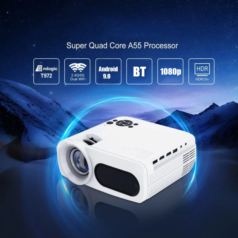 M7 4k Smart Projector 300 Ansi 1920*1080P BT4.1 Dual WiFi Android 9.0 Support 8K Video Home Cinema Outdoor Portable Projector