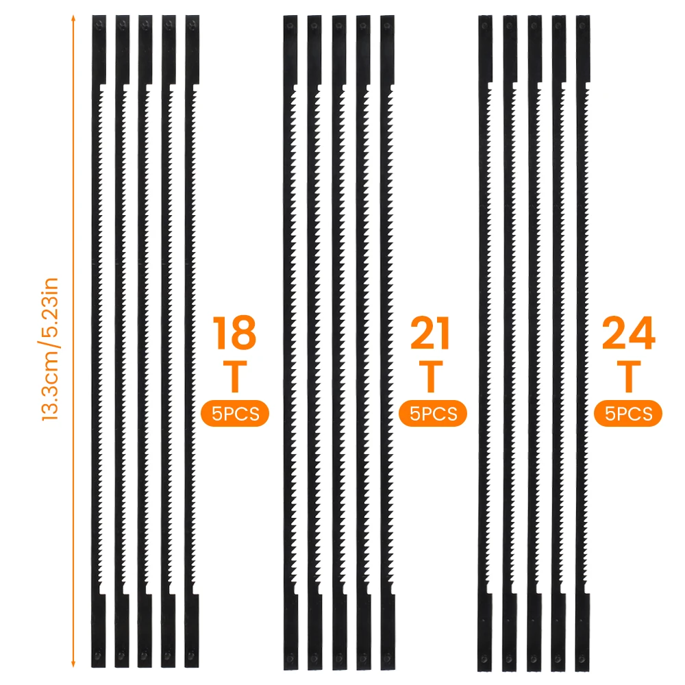 15pcs Pinned Scroll Saw Blades Woodworking Power Tools Accessories DIY Wood Plastic Cutting Carbon Steel Jigsaw Saw Blades 133mm jig saw blades scroll saw blades