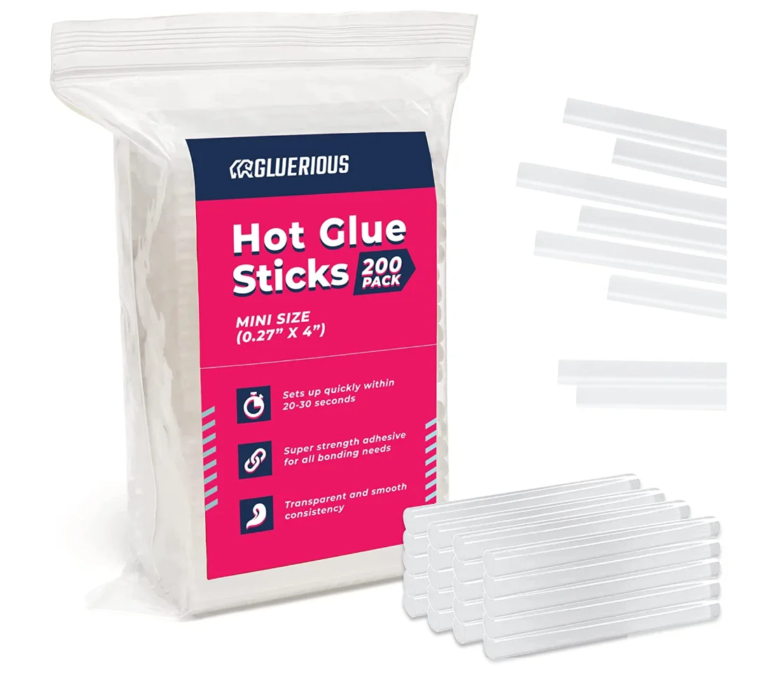 Gluerious Mini Hot Glue Sticks For Glue Gun, 200pcs Bulk Pack 4" Long x