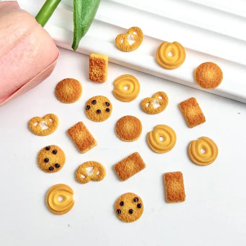 30 Stück 3D-simulierte Kekse aus Kunstharz, Nagelkunst-Dekorationen, kreative Schokoladenbohnen-Kekse, Nagel-Charms für DIY-Haarnadelkunsthandwerk – Detail 3