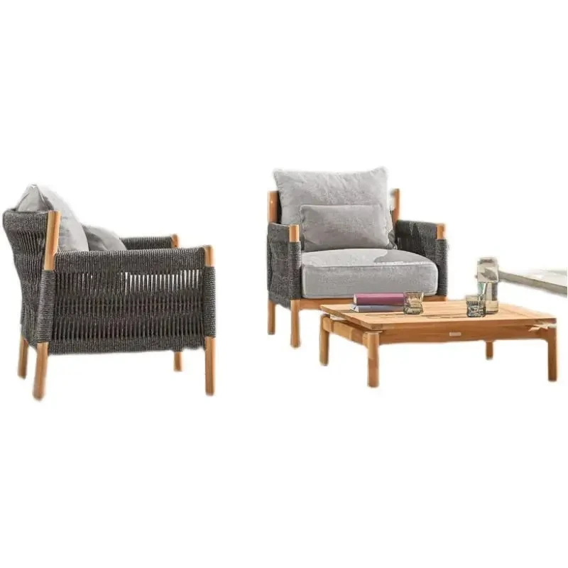 Outdoor teak sofa suitable for garden patio villa resort hotel high quality patio furniture set personalized