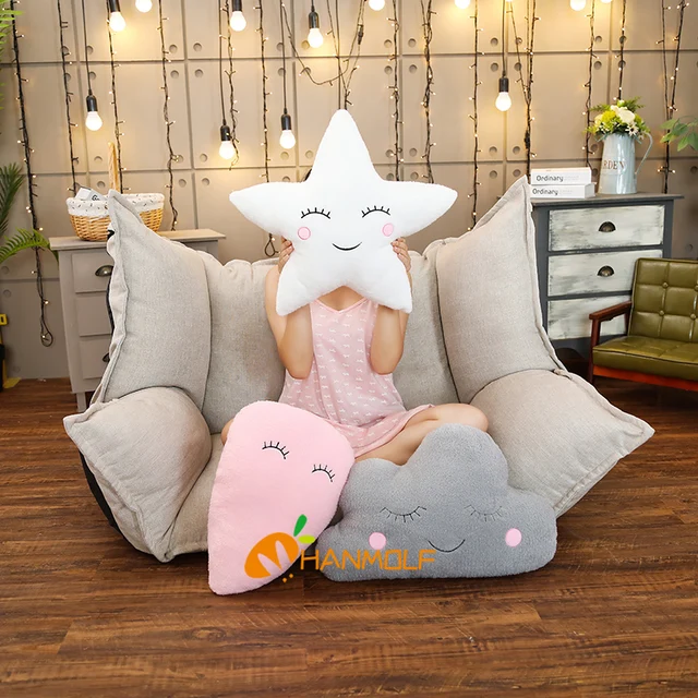 Plush Sky Pillows Emotional Moon Star Cloud Shaped Pillow Pink White Grey Room Chair Decor Seat Cushion 2