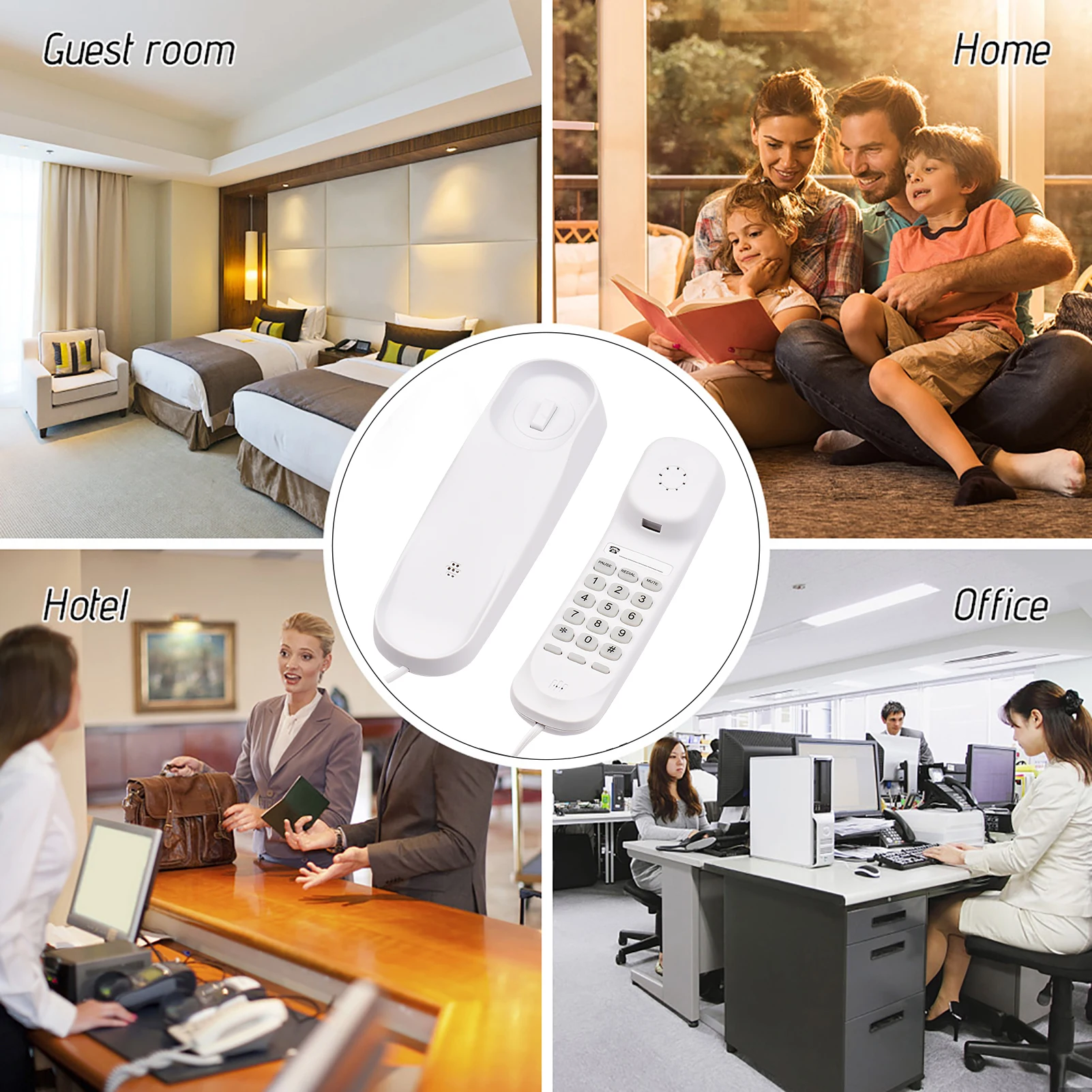 Description Picture 6 of itemMini Desktop Corded Landline Phone Fixed Telephone Wall Mountable Supports Mute/ Pause/Redial Functions for Home Hotel Office