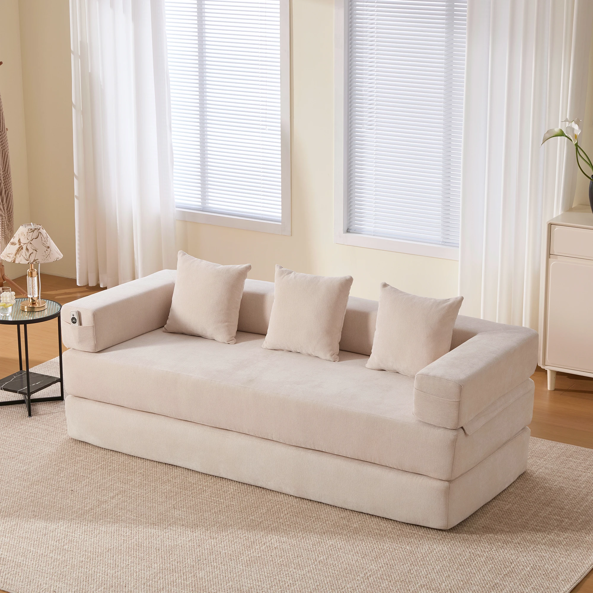 KOMHTOM Modulares Chenille-Block-Sofa, Frei Kombinierbar, Seitentaschen, Rutschfeste Unterseite – Detail 10