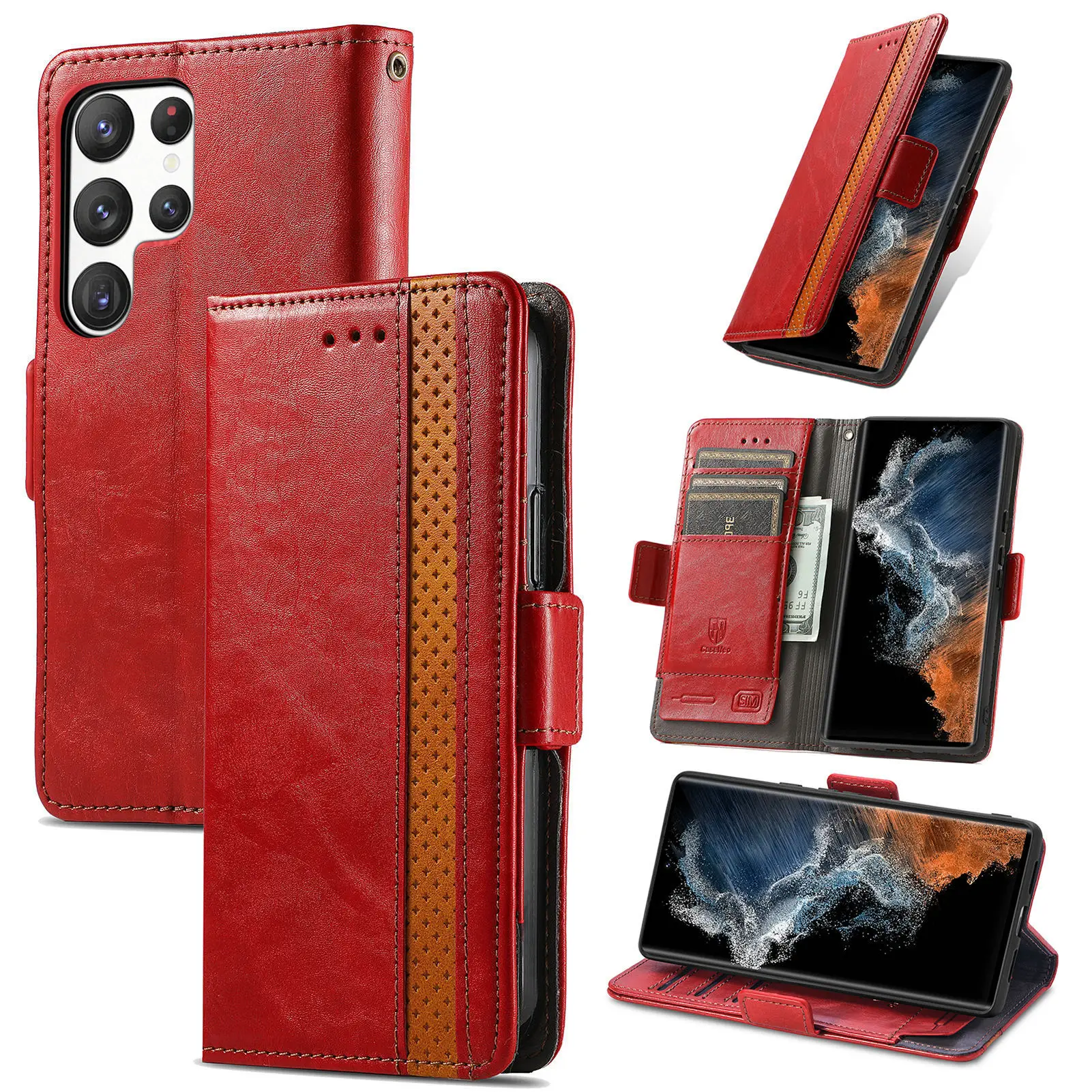 RFID Blocking Leather Wallet Case with Wireless Charging and Card Slots