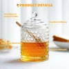 Clear Crystal Honey Pot with Dipper and Lid,Glass Honey Jar with Dispenser, Glass Honey and Syrup Container for Home Kitchen 1