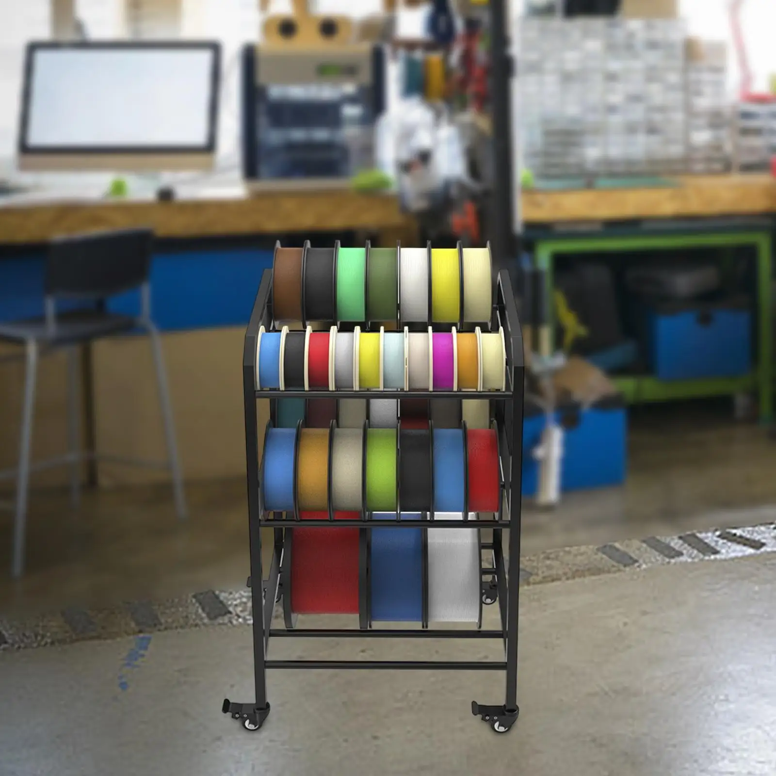 3D Printer Filament Storage Rack Rolling Filament Spool Holder for Home