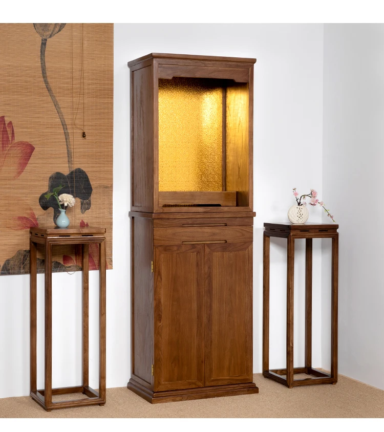 

Chinese Solid Wood Buddha Shrine God of Wealth Cabinet Modern Household Minimalist Altar Living Room Bodhisattva Buddha Cabinet