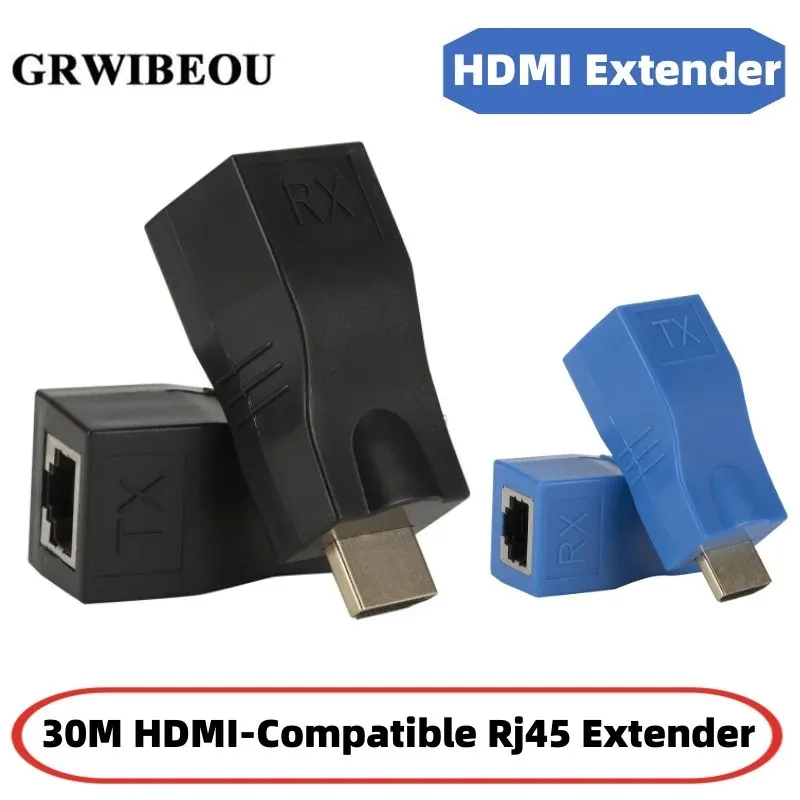 Grwibeou 1 Paio Rj45 4K Estensione Compatibile Hdmi Fino A 30M Su Cat5E Cat6 Rete Ethernet Lan Per Hdtv Hdpc Dvd Ps3