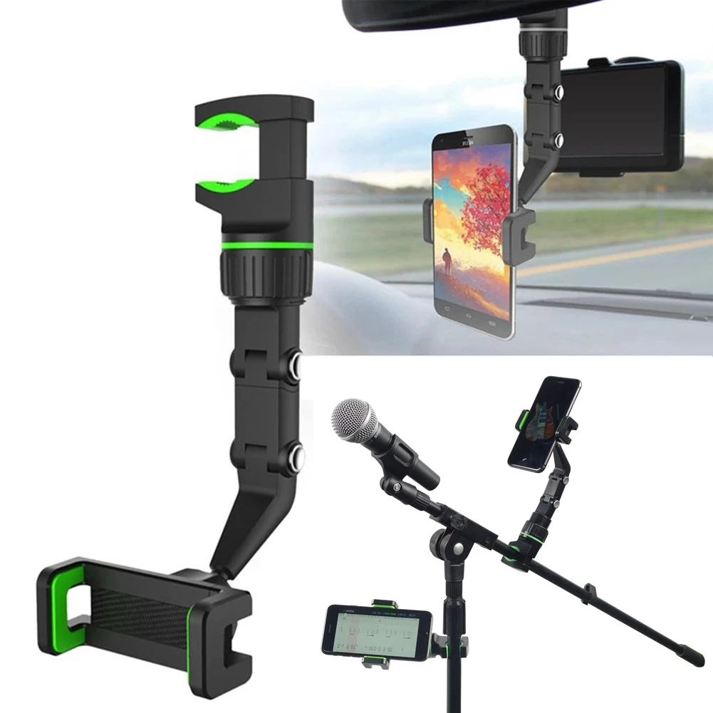 Universal Mic Stand Phone Holder Telephone Car Holder Live Broadcast BracketClip 360 Degree Rotating For 50-100mm Wide Phones