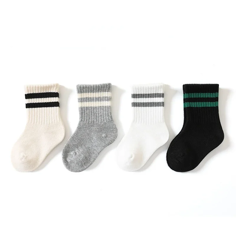 

Stripe Children Solid Color Sport Socks Kids Boys Toddlers Girls Socks Cotton Soft Tube Socks for Baby Socks 0-6 years old