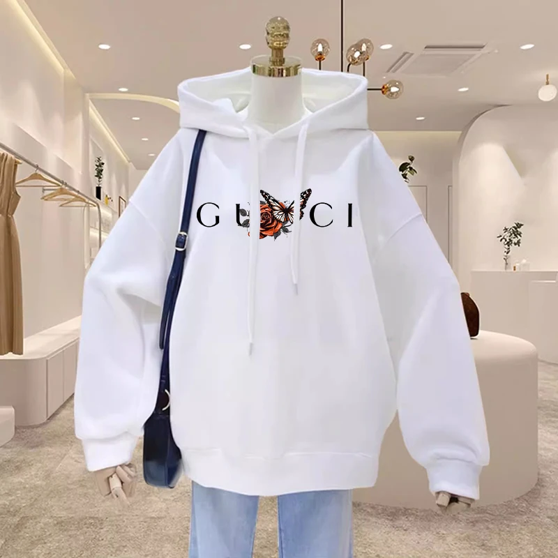 thumbnail image 1 of Sudadera con capucha de lana con estampado de alta calidad para mujer, sudadera informal holgada con gráfico a la moda, jerséis con capucha de nuevo diseñador para mujer, ropa, 1 of 4