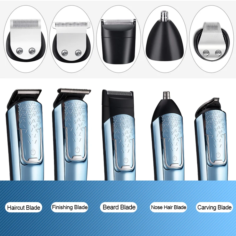 5in1 전문 헤어 클리퍼 커팅 머신 디지털 디스플레이 USB 충전 남성용 전기 면도기 코털 트리머 각질 제거기
