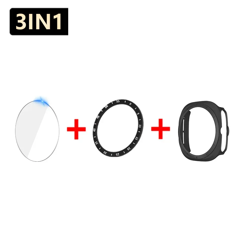 Premium 3-in-1 Tempered Glass Screen Protector with Hard PC Case & Bezel Ring Cover