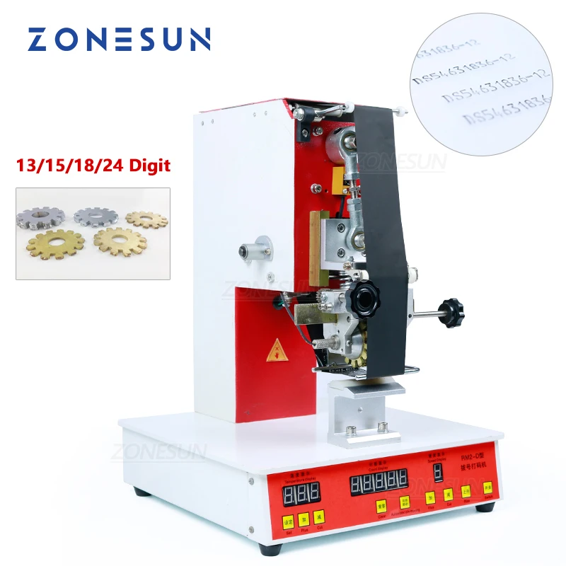 

ZONESUN Electric Rolling Ribbon Printer Hot Thermal Printing Machine Date Batch On Leather Plastic Paper Bag Packing Box