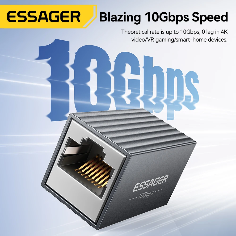에사저 RJ45 커넥터 10Gbps 네트워크 익스텐더 연장 케이블 Cat8 Cat7 Cat6 이더넷 케이블 어댑터 여성용 어댑터