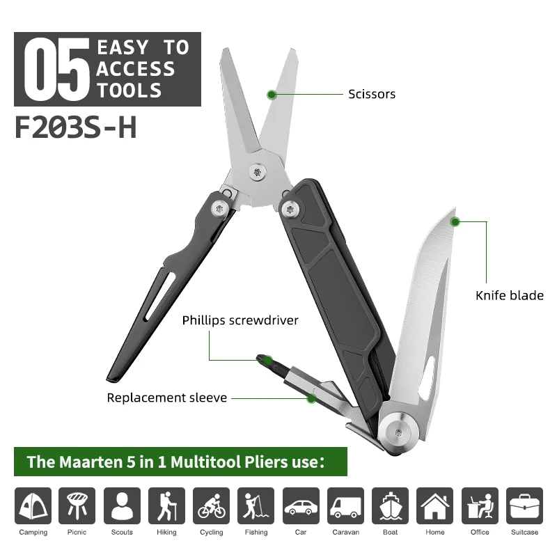 Folding Scissors  Pocket Knife and EDC Multi Tool Perfect for Housework Rescue Hunting Survival Fishing Hiking Camping