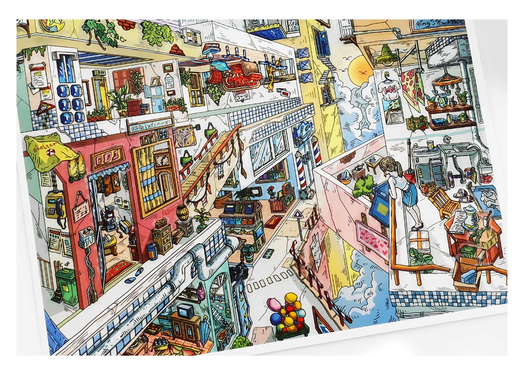 Kawaii The Hanging City 3D Lake Hut Landschaft Aufkleber DIY Taschenkabine Szene Festival Geschenk ﻿ – Detail 18
