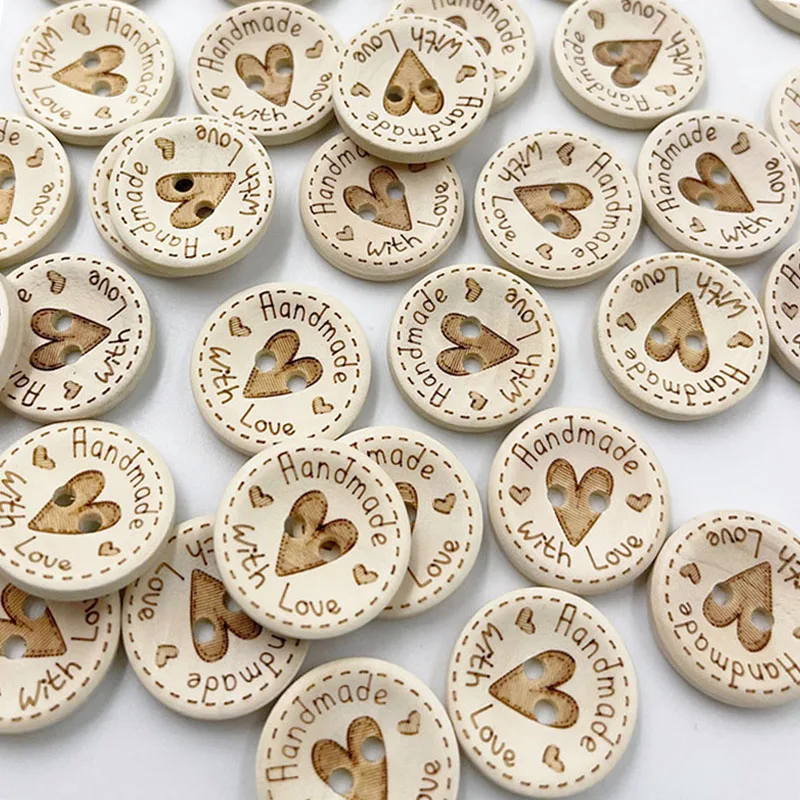100/25 PCS DIY Wood Buttons For Clothing Wooden Craft Supplies Sewing