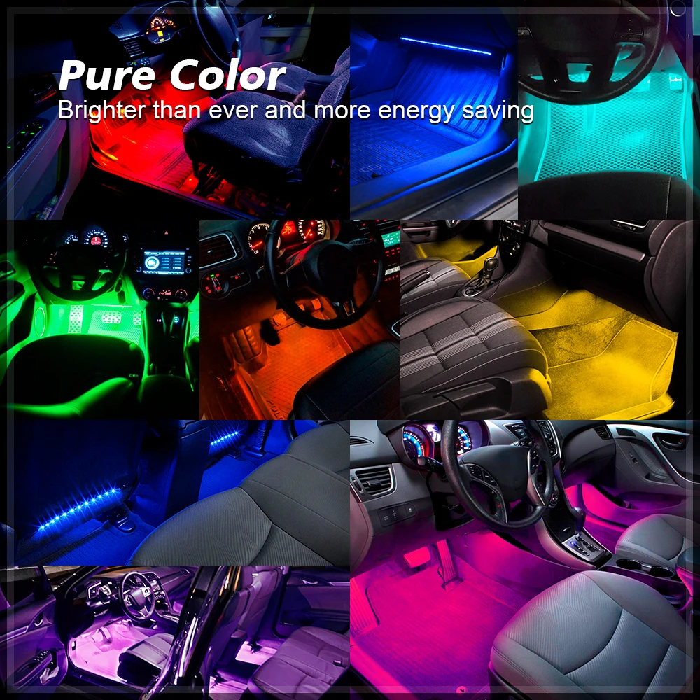  MICTUNING RGB Car Interior Lights, Upgraded 2-in-1 Design 4pcs  48 LED Strip with APP and Remote, Music Sync Waterproof Multicolor Under  Dash Lighting Kit with Car Charger DC 12V : Automotive