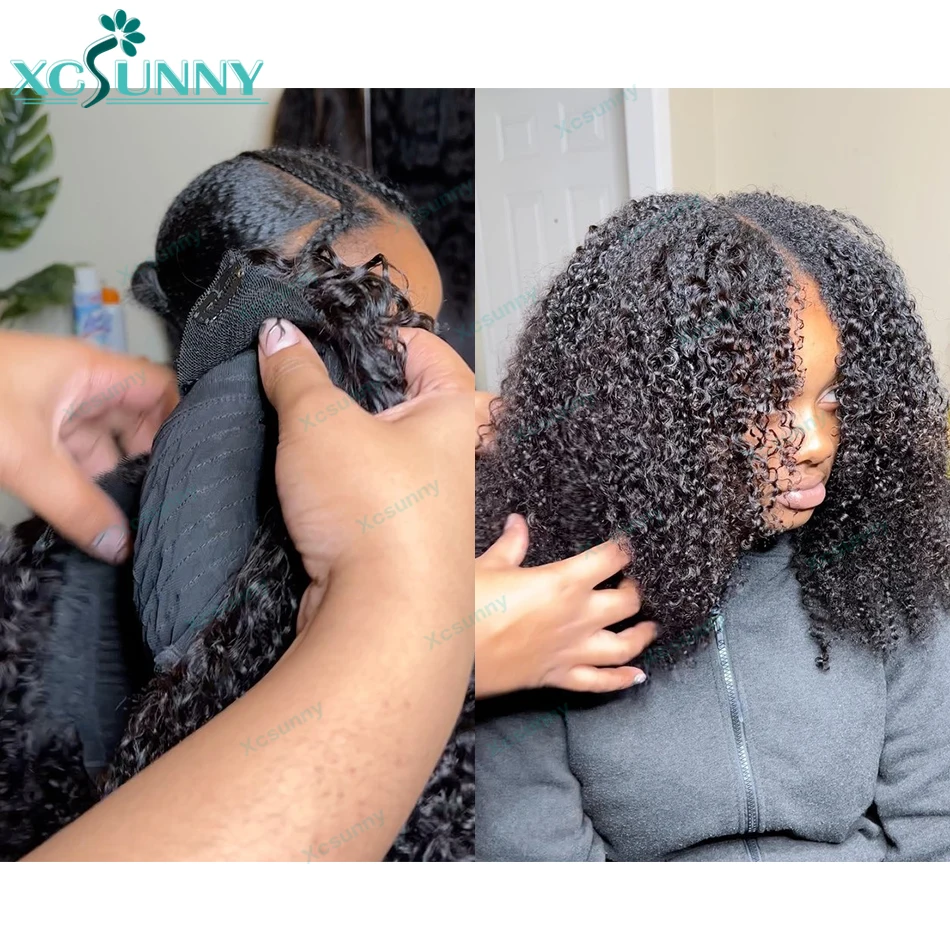 Kinky Curly V Part Wig Human Hair 4C For Black Women Brazilian Vpart Wig Wear With Your Own Scalp U Part Wig Real Human Hair 2