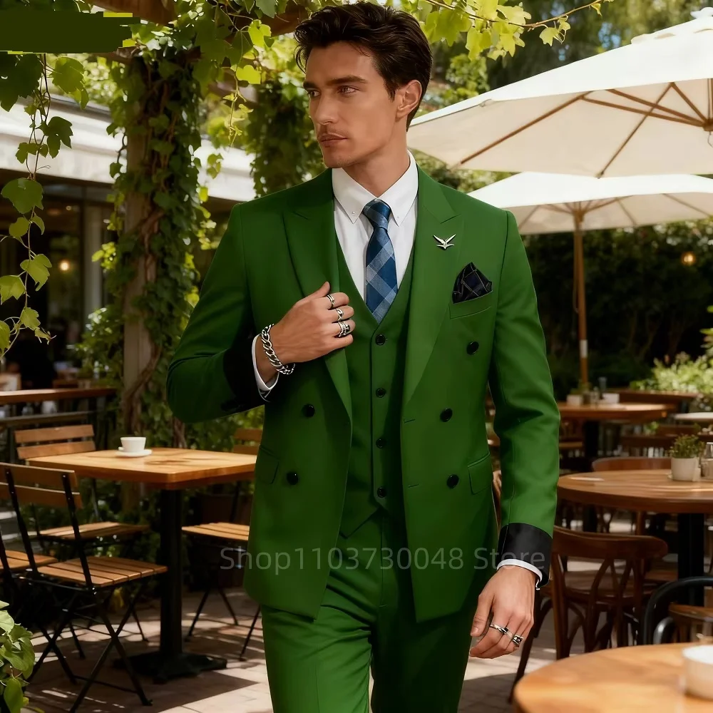 High Quality Wedding Groomsmen Suit 3 Piece Men Simple Business Elegant Fashion Job Interview Gentleman Suit (Jacket+Vest+Pants