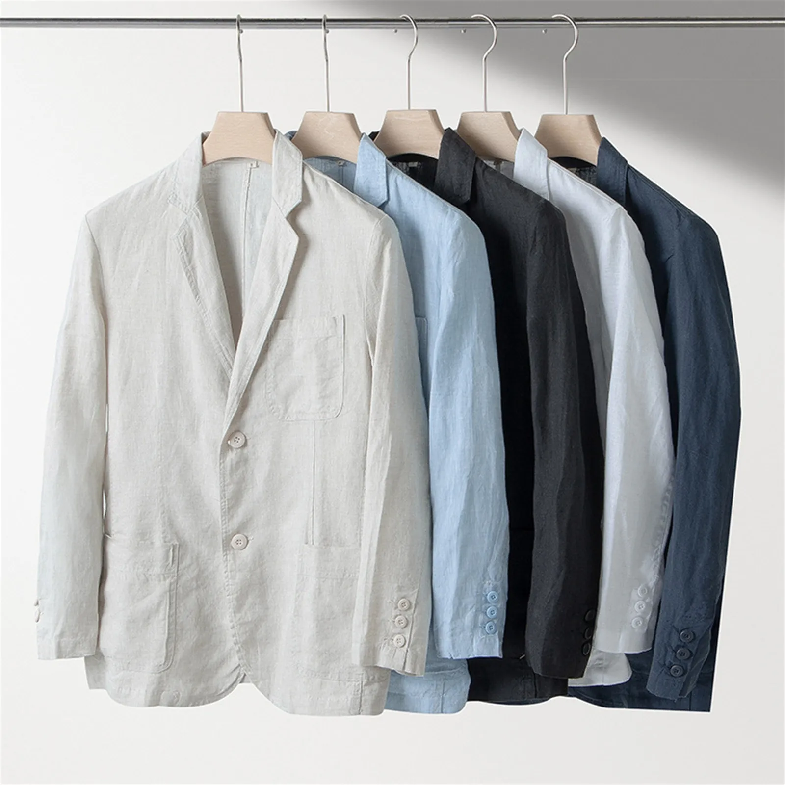 

British Style Elegant Cotton And Linen Professional Dress Gentleman Business Casual Retro Striped Suit Jacket Men'S Clothing
