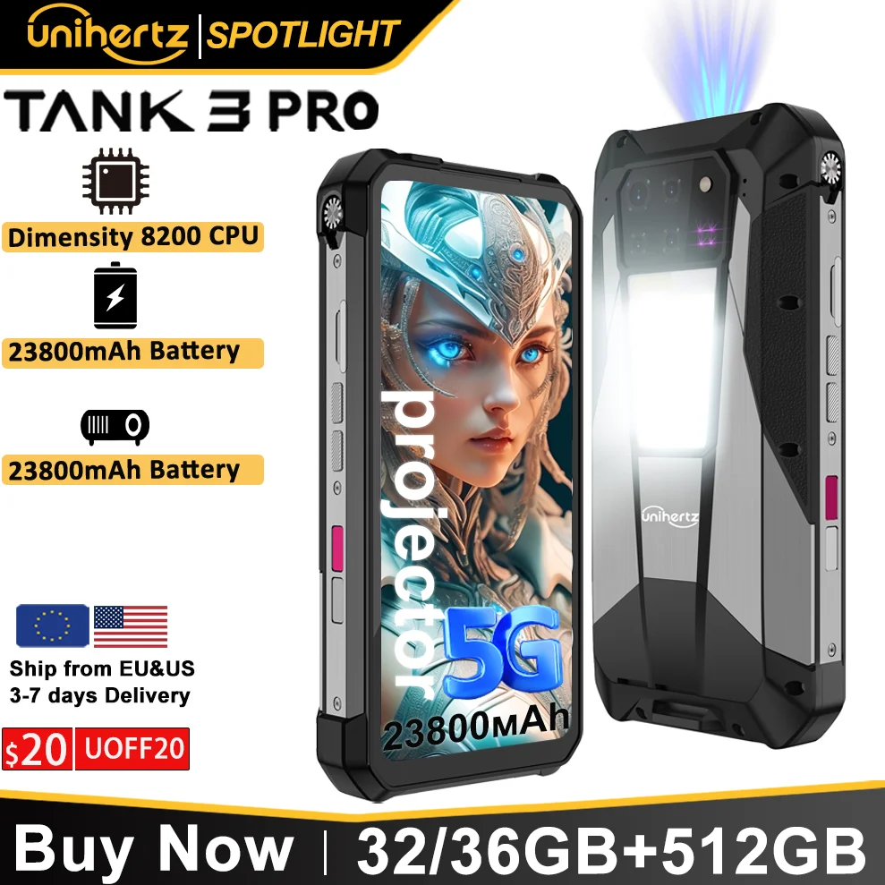 Unihertz TANK 3S プロジェクター搭載スマホ Unihertz Tank 3 Pro - DLPプロジェクター搭載の23800mAh 5G