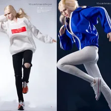 

1/6 Scale Sexy Female/Male Soldier Accessory Trendy Pullover Hoodie Sweater Jacket Hole Jeans Suit Model for 12'' Action Figure